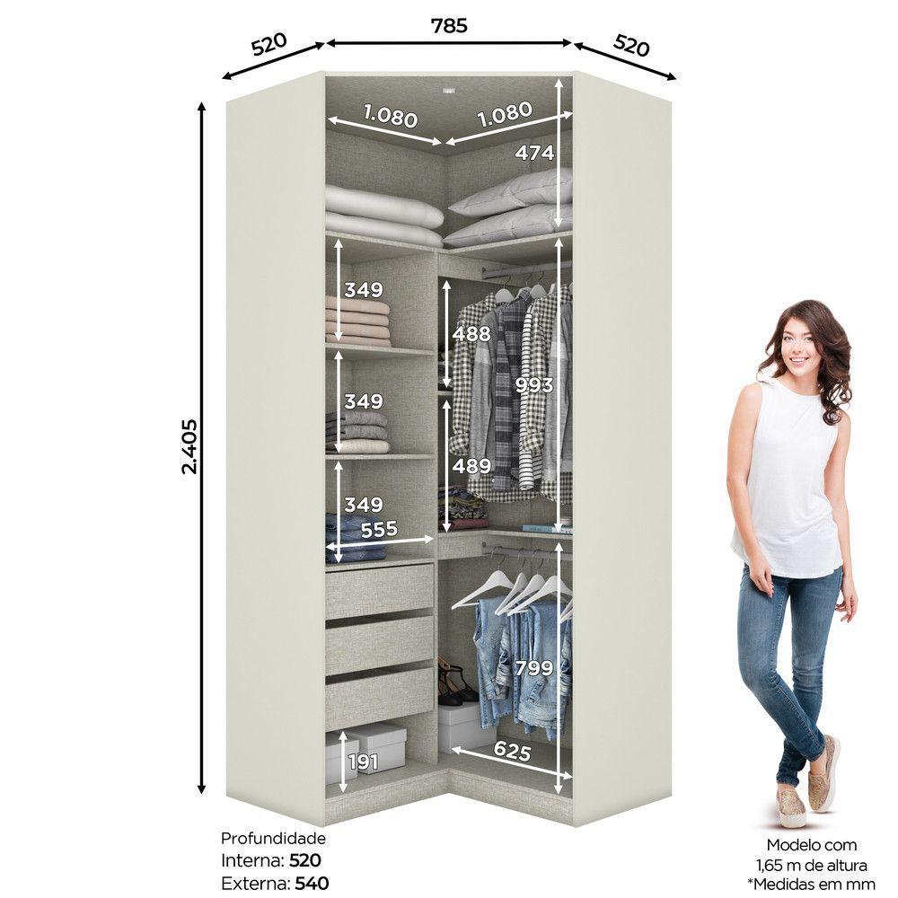 Miniatura Canto Closet Modulado 2 Portas 3 Gavetas