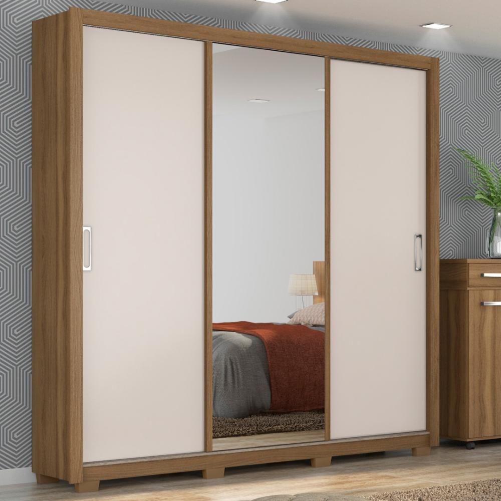 Miniatura Guarda Roupa Casal 3 Portas Com Espelho E 2 Gavetas Residence Amêndola Touch-off White