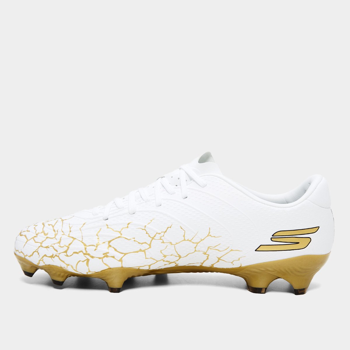 Chuteira Campo Skechers SKX_01 Gold FG Masculina Branco+dourado - 38