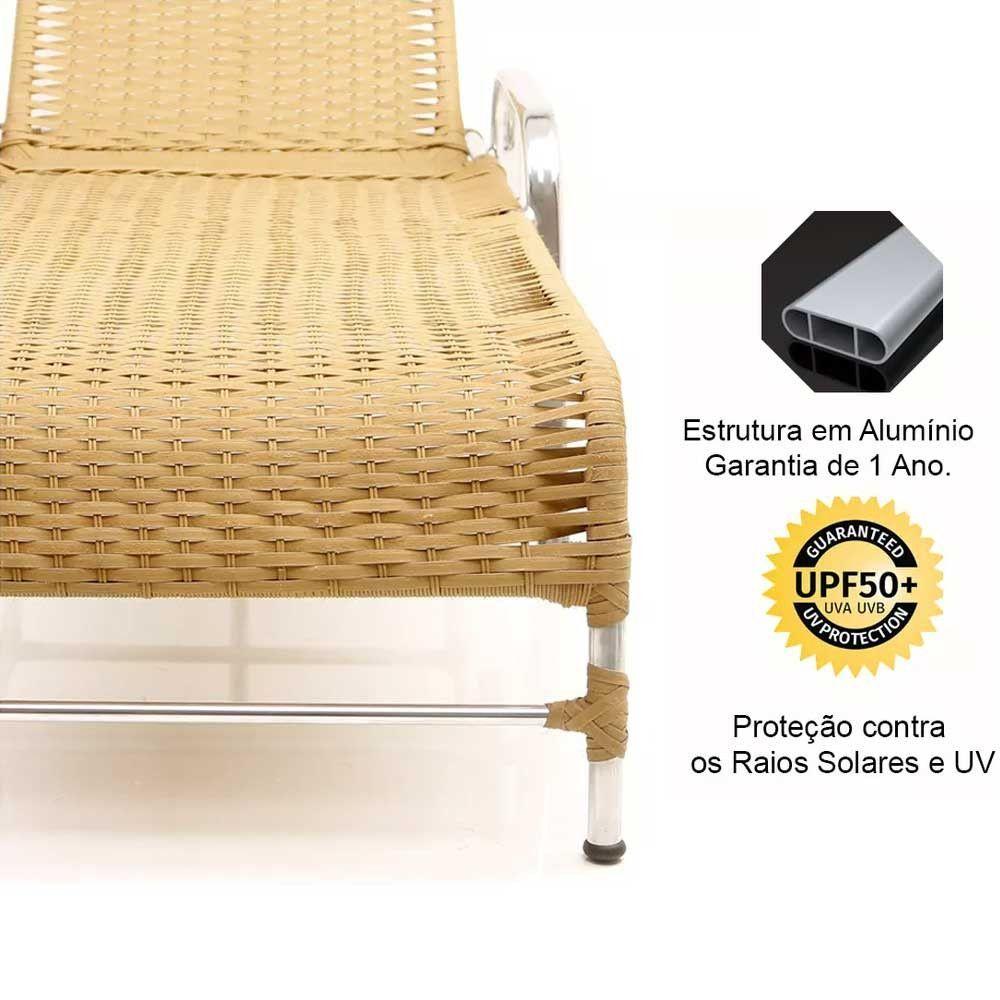 Miniatura Kit Espreguiçadeiras Catar E Mesa Garden Confortável Trama Avelã