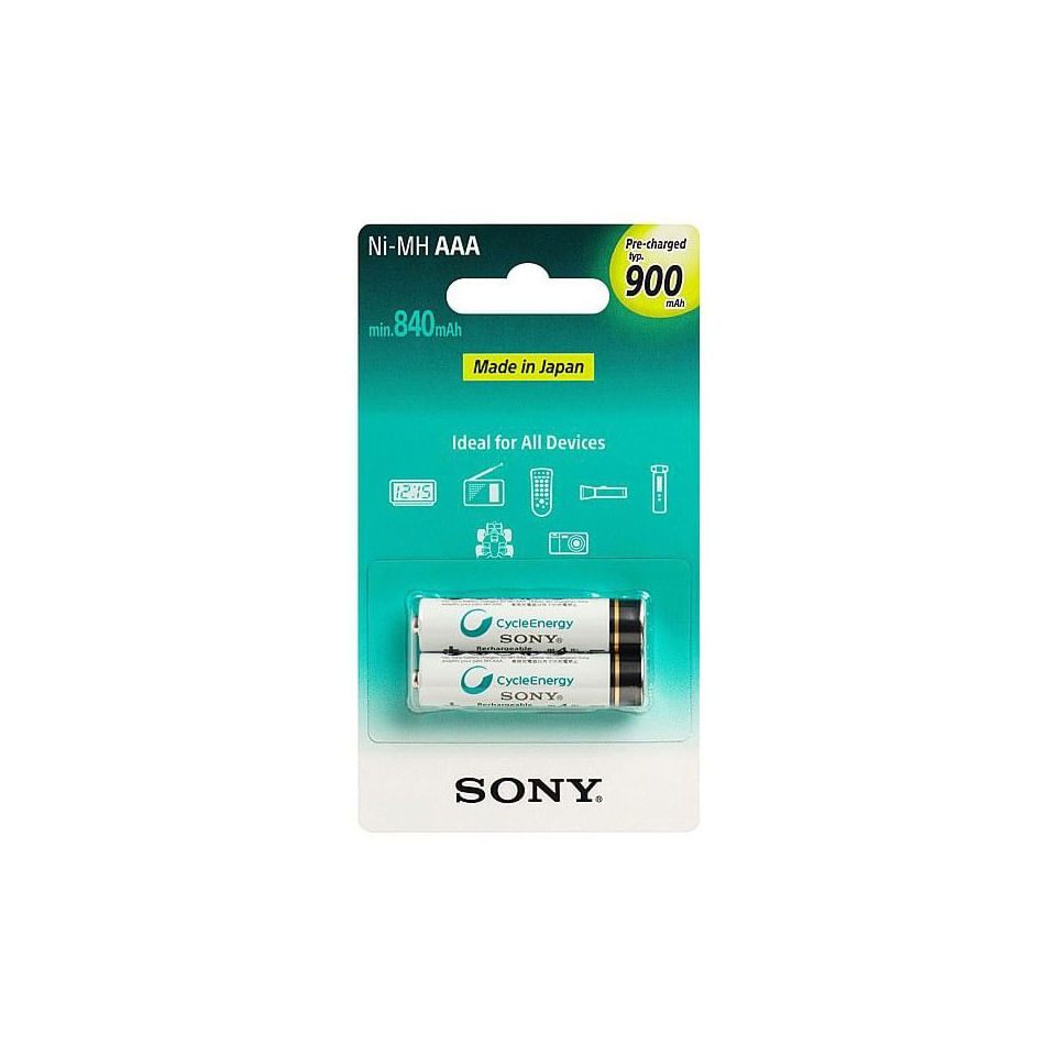 Miniatura Pilha Recarregável Sony Cycle Energy ni-mh AAA 900MAH