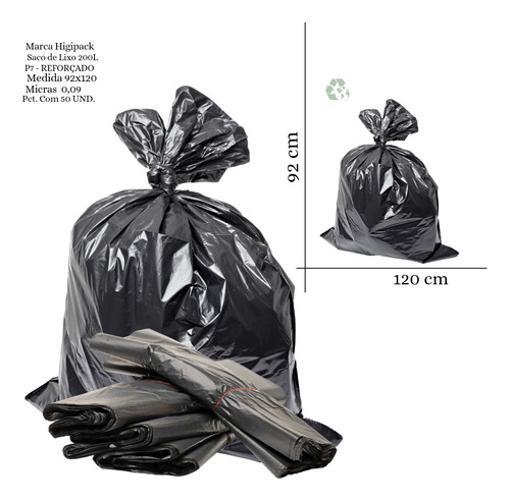 Miniatura Saco De Lixo 200 Litros P7 - Reforçado 50 Unidades