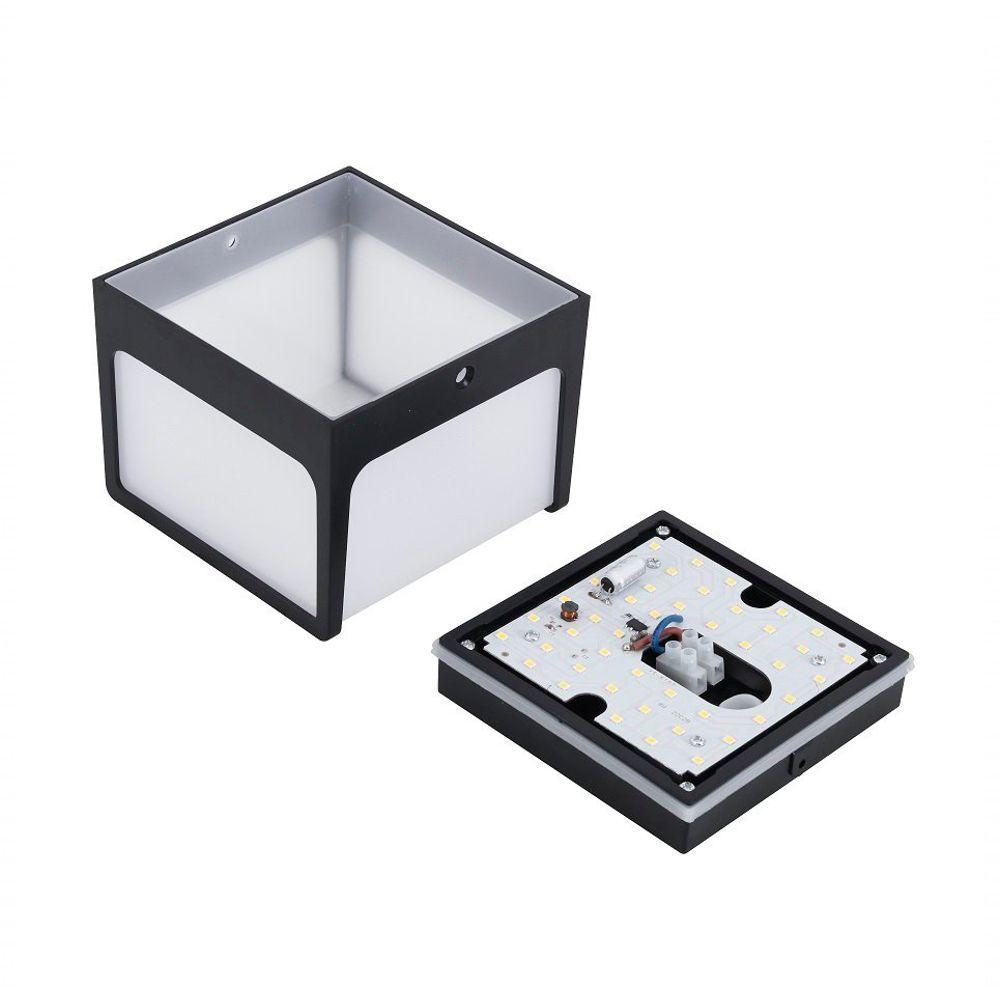 Miniatura Arandela Led 8w Hansa 3000k Preta Ip65 Bivolt Gaya