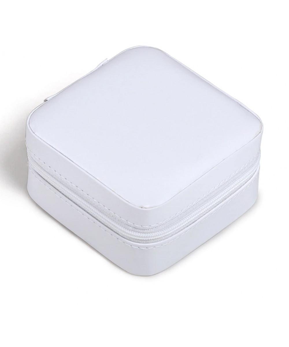 Mini Porta Joias Portátil Estojo Quadrado Zíper E Espelho