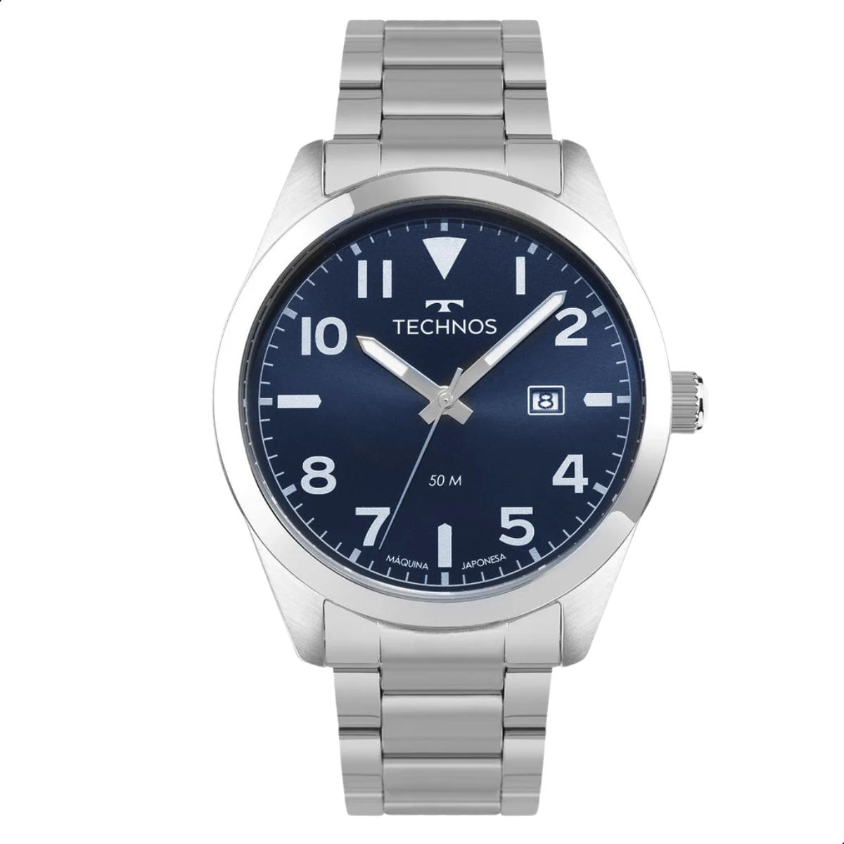 Relógio Masculino Technos Prata Azul Analógico 2115UAI/1A