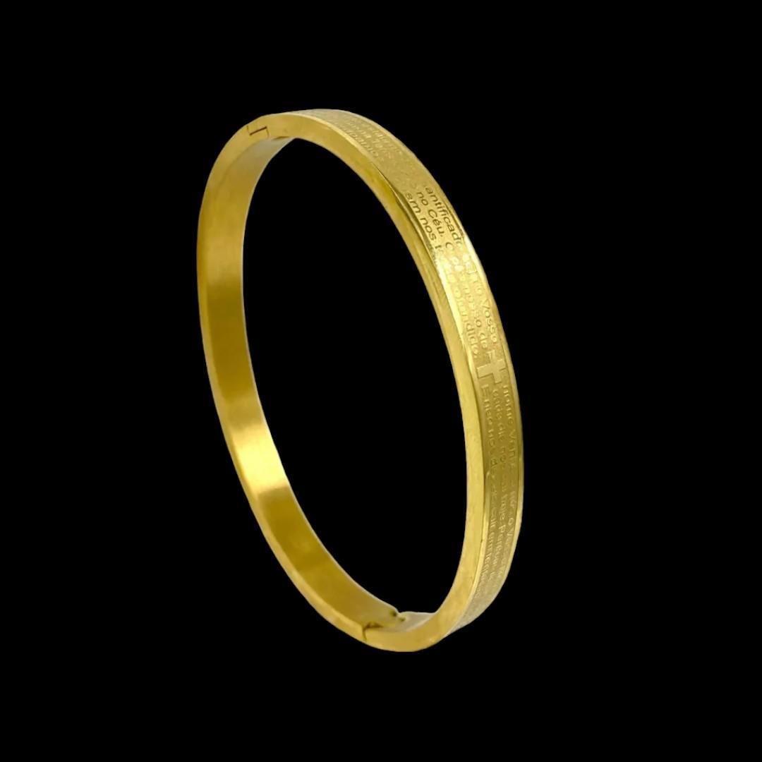 Miniatura Bracelete Liso Pai Nosso 6Mm - Banhado A Ouro 18K