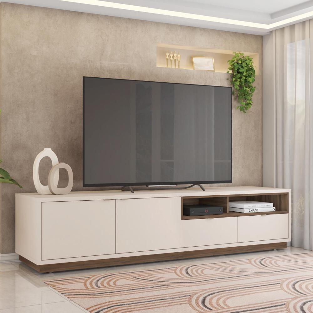 Miniatura Bancada Rack Tv Até 75 Polegadas 2 Portas New Renda Caemmun