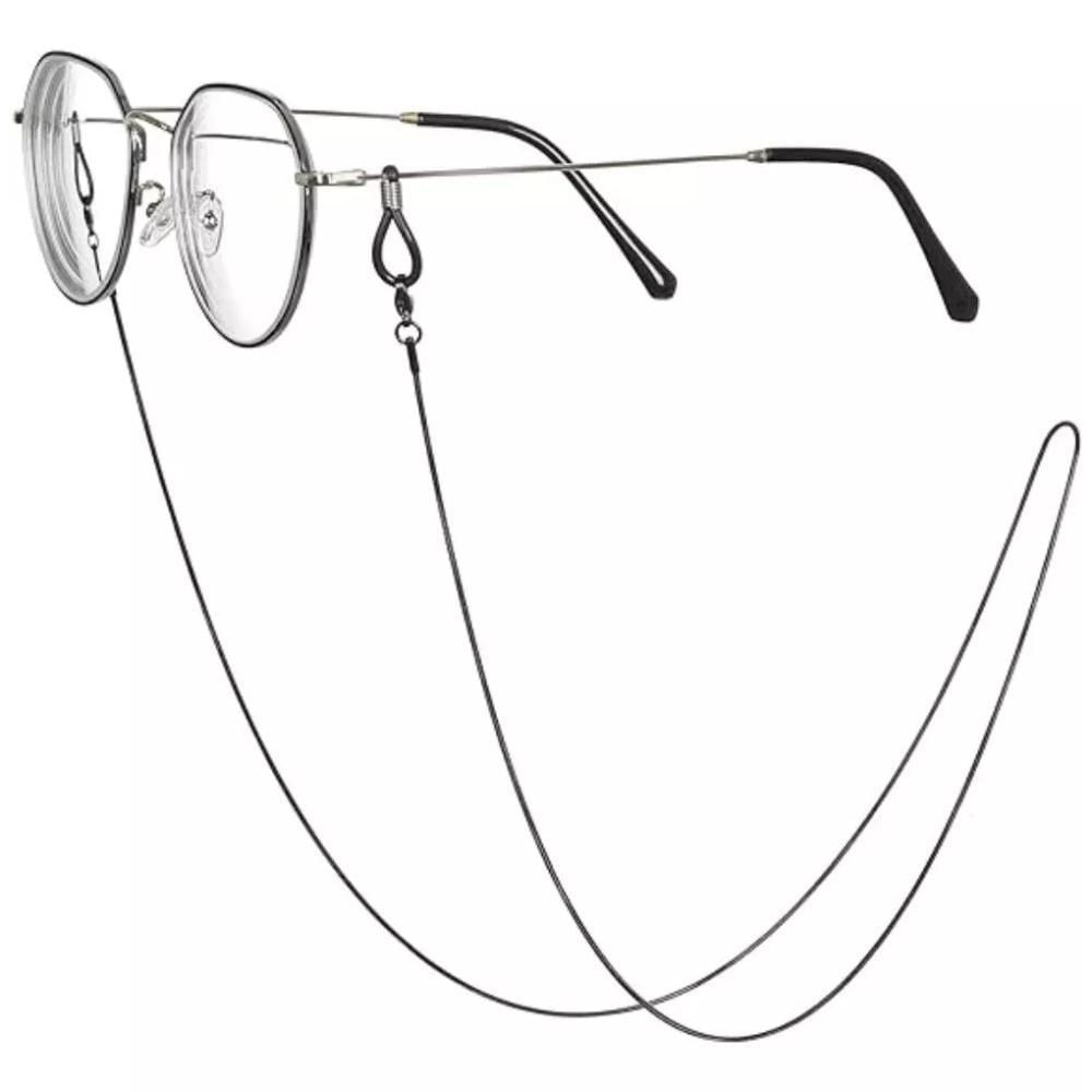 Miniatura Corrente Óculos Sol Masculina Metal Preto - Kit 05 Unid.