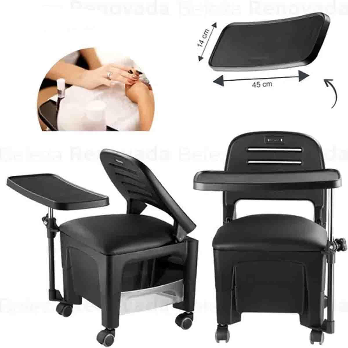 Cadeira Ciranda Manicure Pedicure Com Mesa + Suporte P/Pes