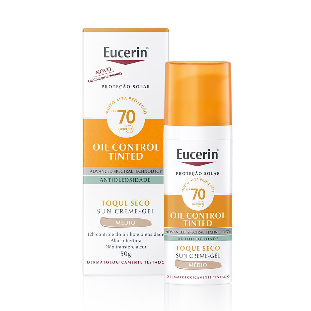 Miniatura Eucerin Sun Oil Control Tinted Médio FPS 70 Protetor Solar Facial 50g