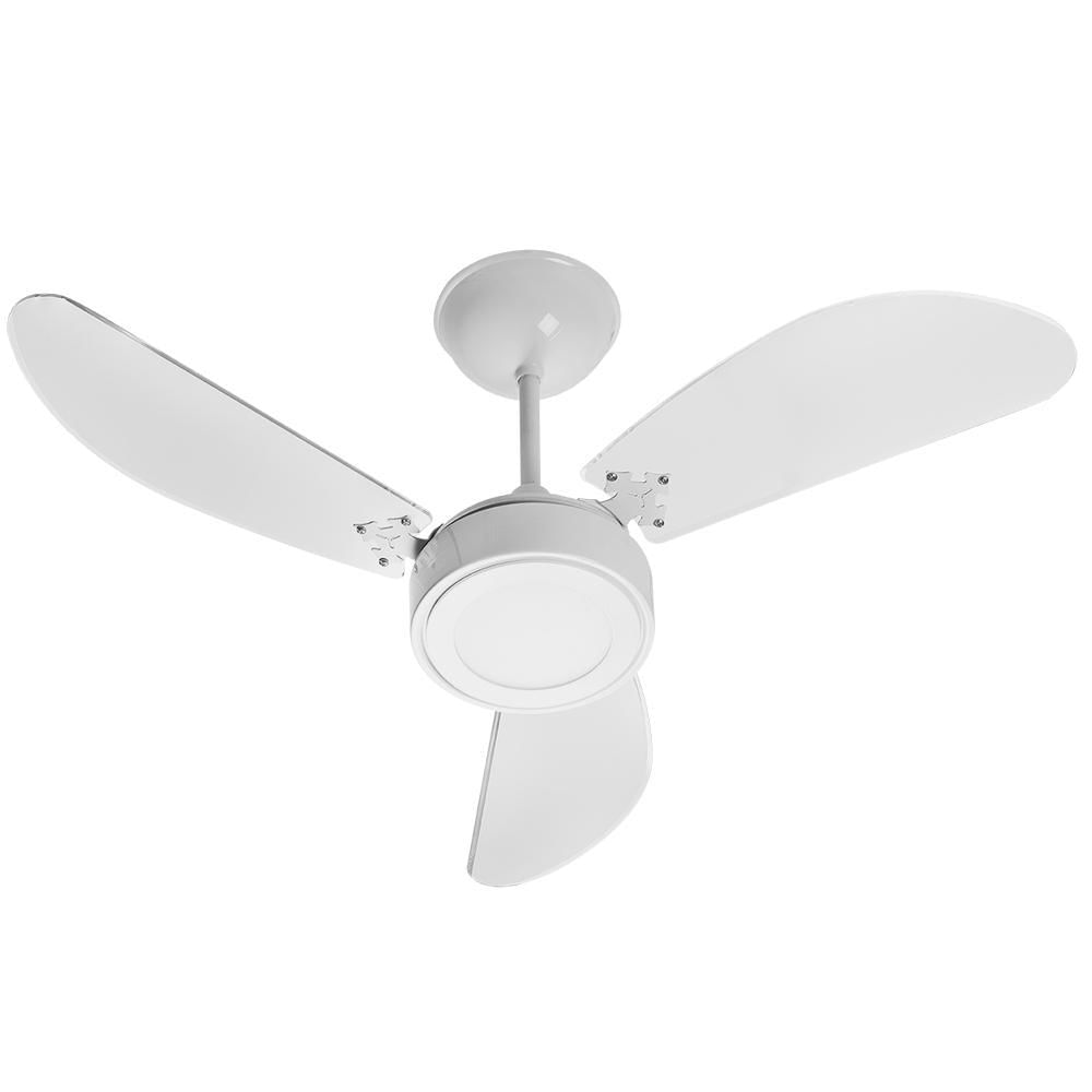 Miniatura Ventilador De Teto New Cristal Led 3 Pas Plast Transp 127V Branco - Ventilador - 127V - Teto - 3 - 127 v