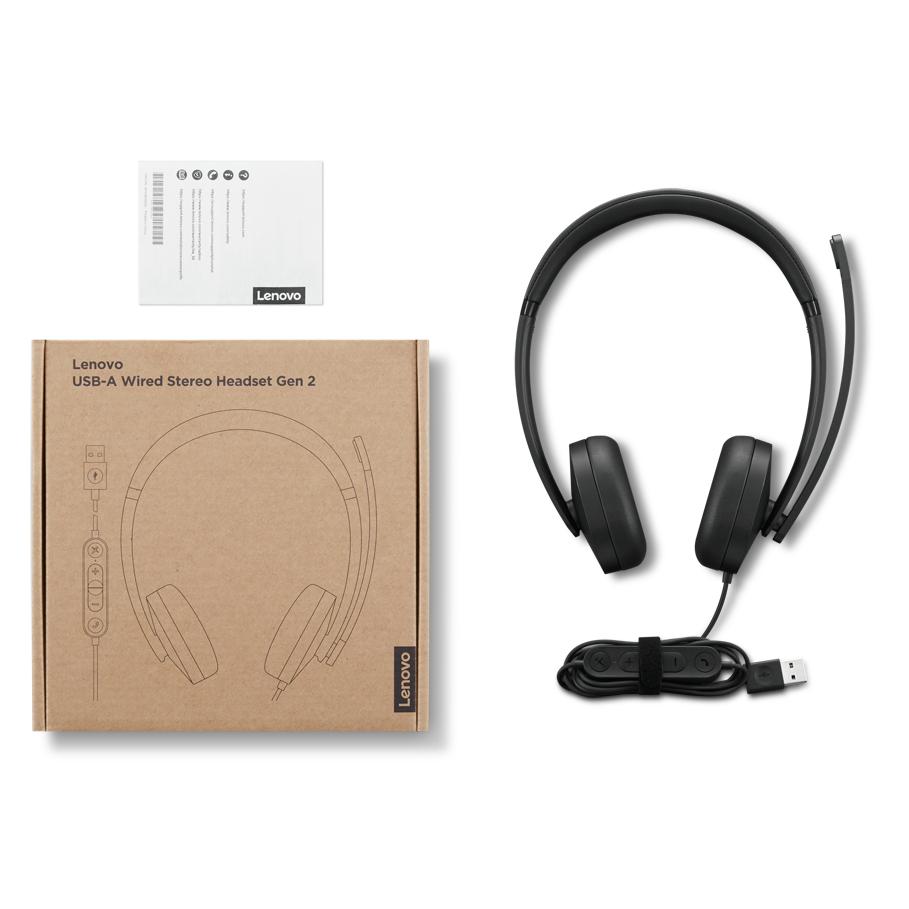 Miniatura Fone de Ouvido Lenovo Headset Estéreo com Fio USB-A Gen 2 - 4XD1P83425