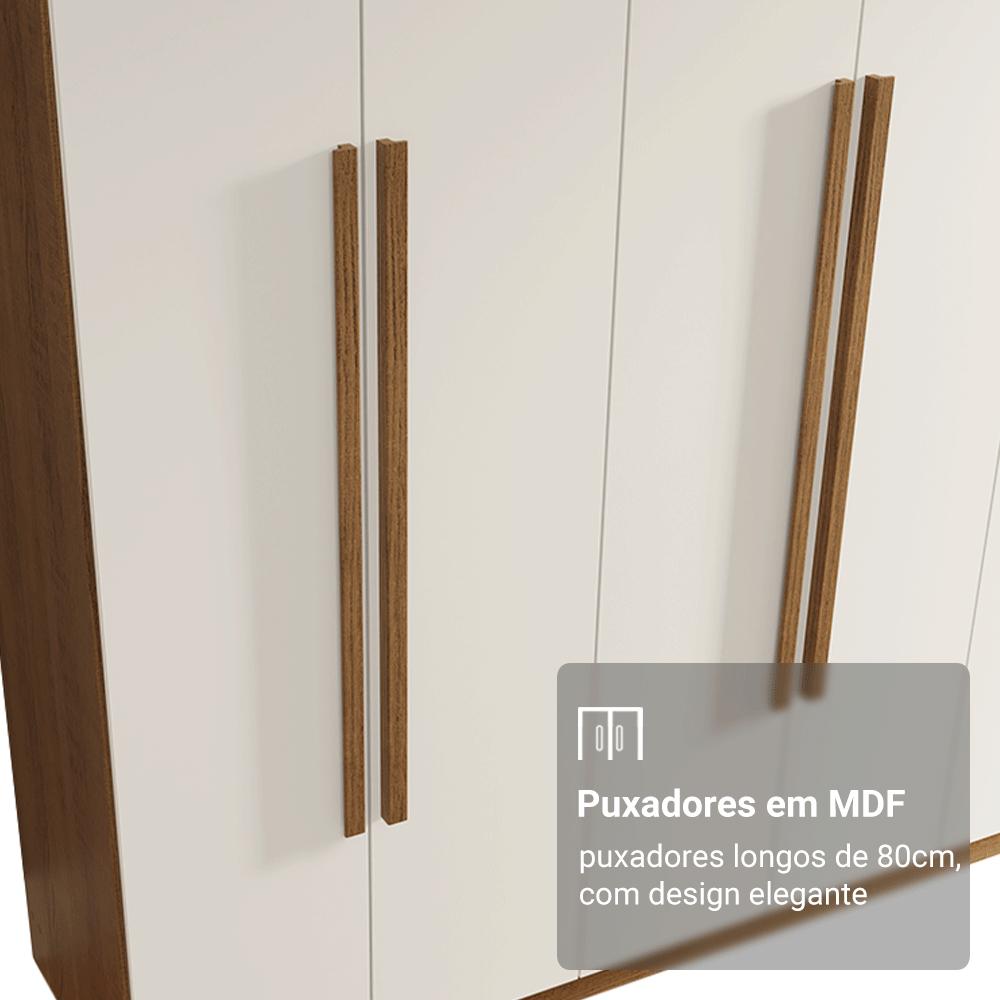 Guarda-Roupa Casal 6 Portas Batentes Netuno Madesa R Rustic/Branco/Rustic