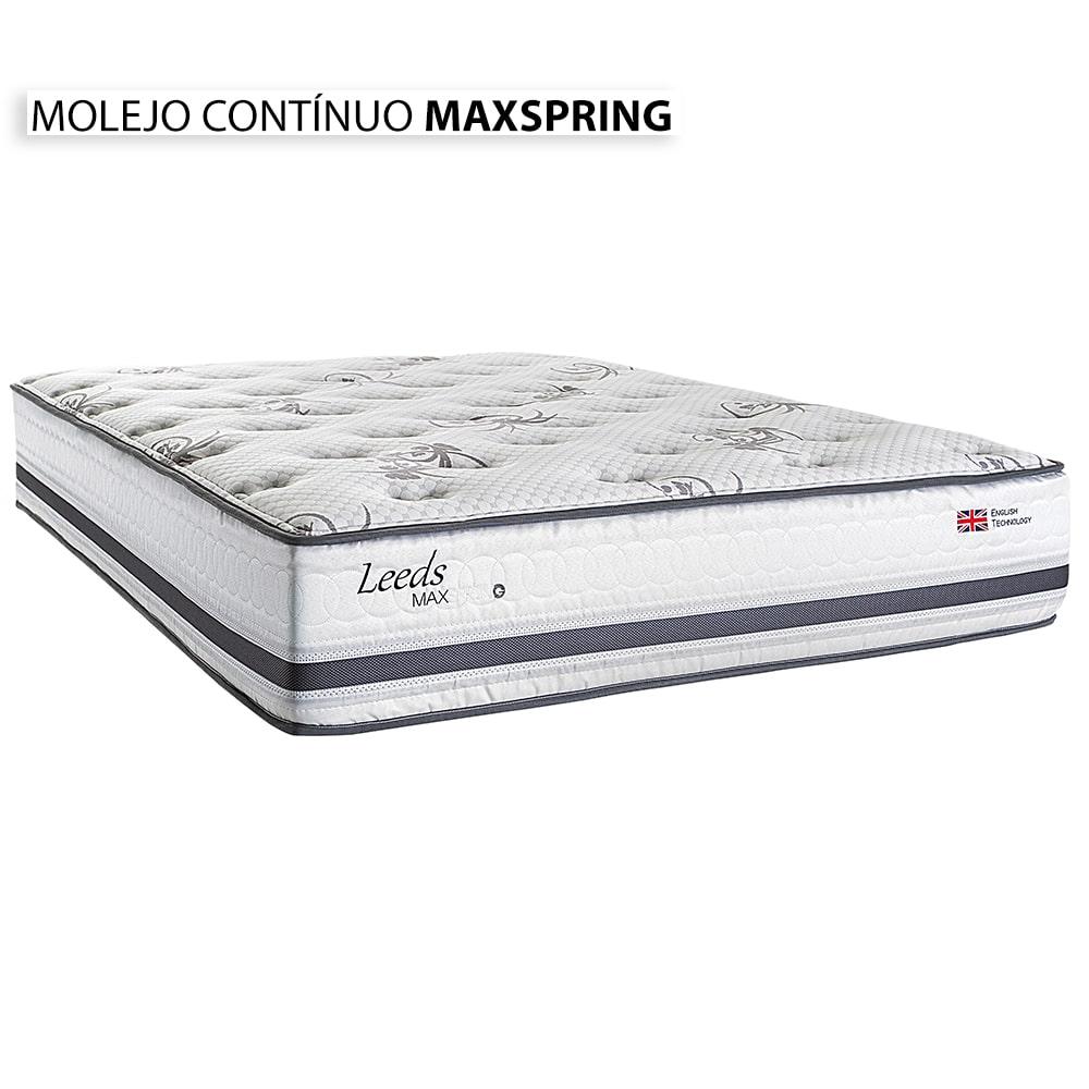 Miniatura Cama Box com Cabeceira Queen Herval Leeds, Molas Maxspring, 69x158x198 cm