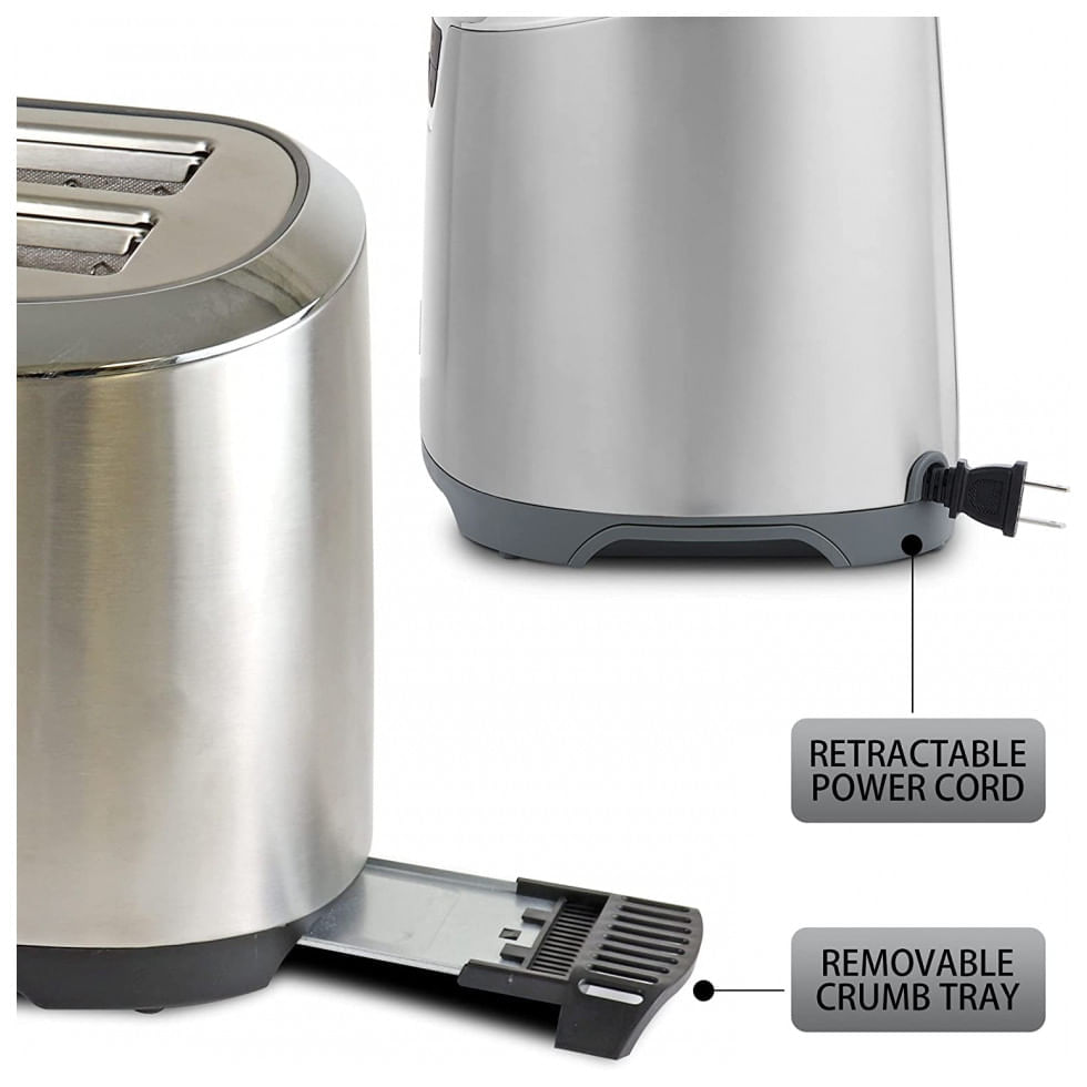 Torradeira Elétrica 4 Fatias com 9 Níveis de Tostagem em Aço Inoxidável e Painel Digital, 110V 1500W, Kenmore, Prata