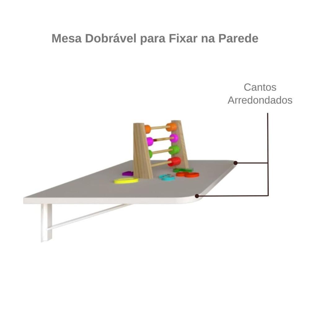 Miniatura Mesa Infantil Dobrável 60cm com Canto Arredondado Branco
