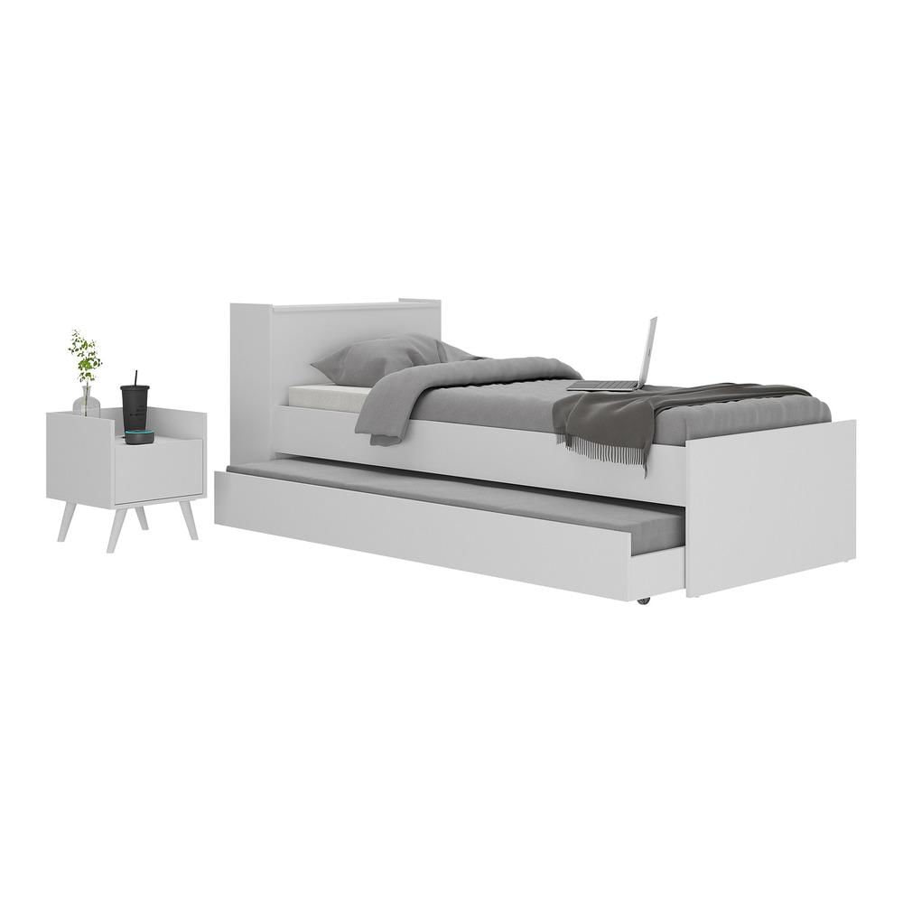 Miniatura Conjunto Quarto Bicama com Baú e Mesa de Cabeceira Retrô Multimóveis MP4120 Branco