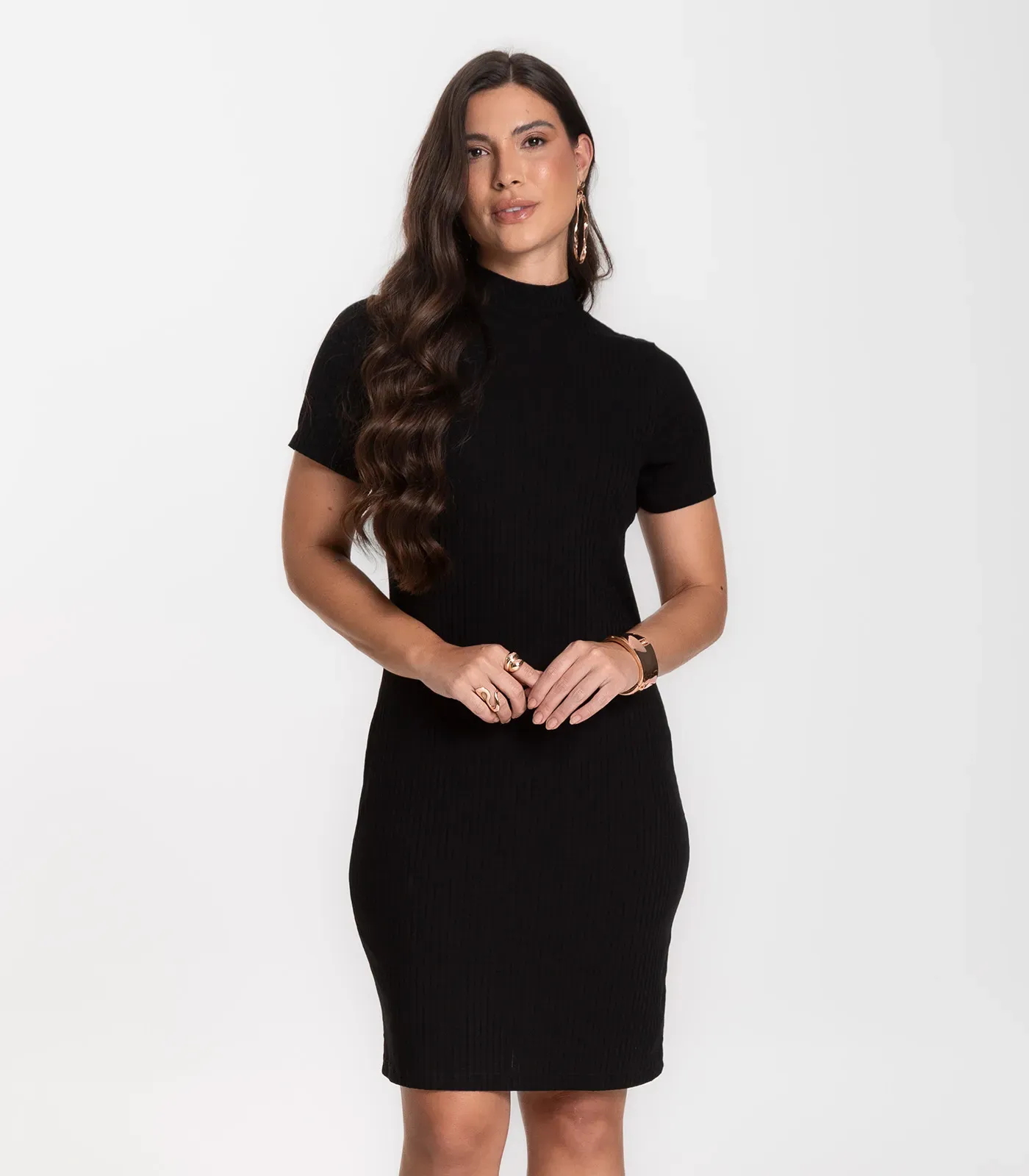 Miniatura Vestido Feminino Canelado Infinita Cor Preto G
