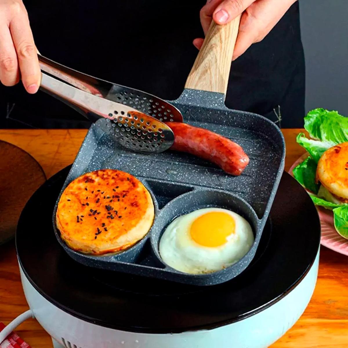 Miniatura Frigideira 3 Em 1 Antiaderente Para Ovos Carnes E Hambúrguer