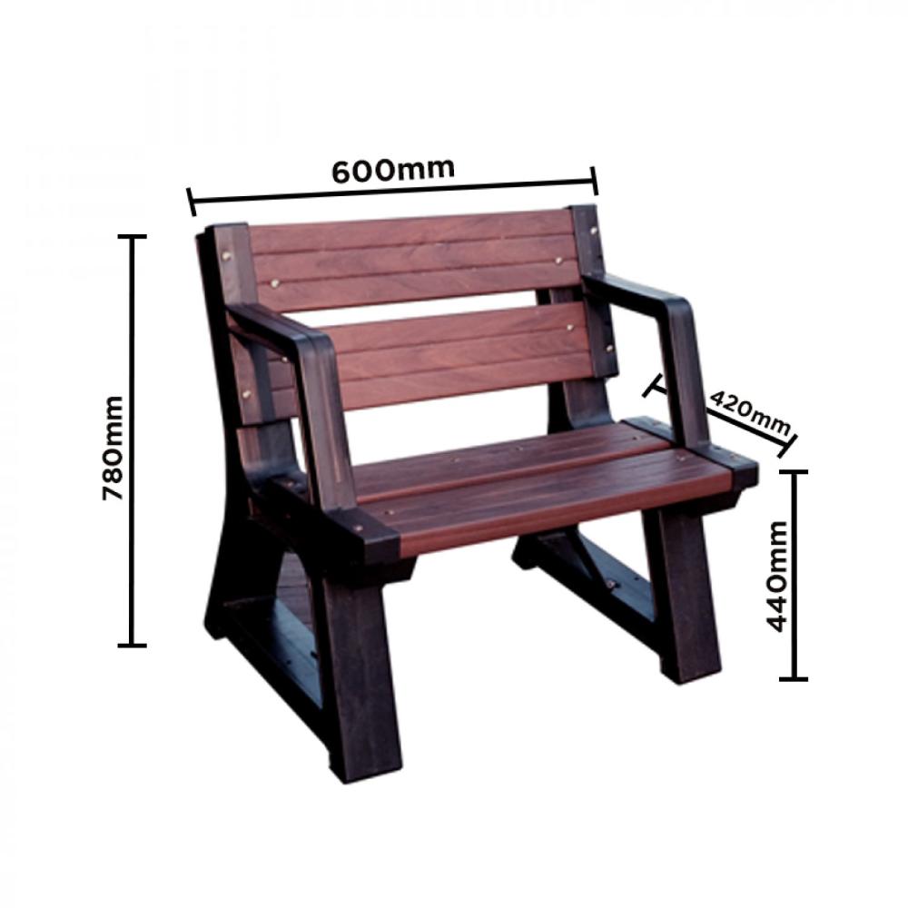 Miniatura Banco de Jardim 1 Lugar 60cm Premium In Brasil Ipê