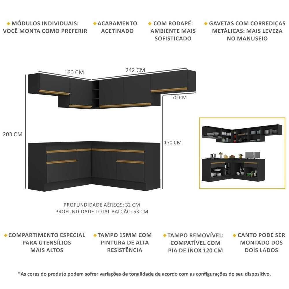 Miniatura Armário De Cozinha Completa De Canto V214 Dourado