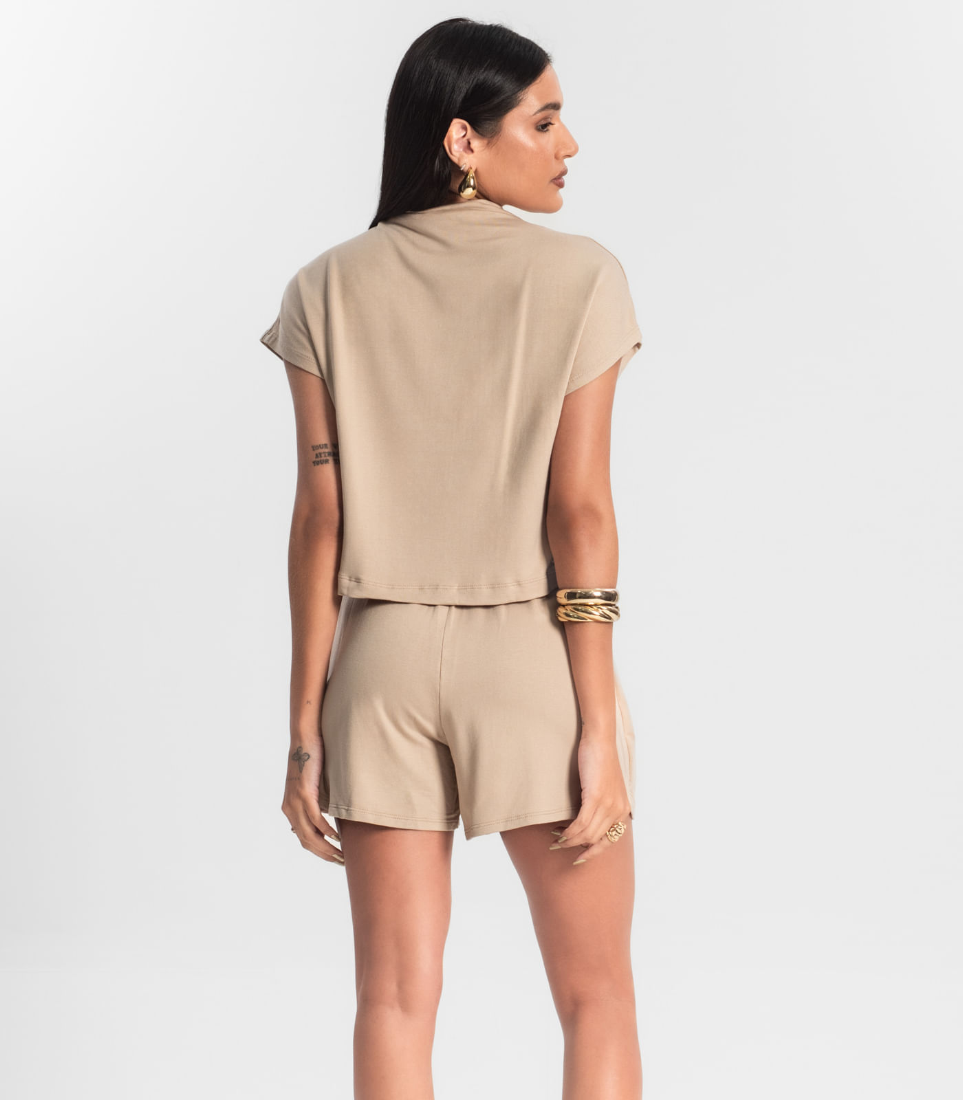 Miniatura Conjunto Blusa com Shorts Feminino de Molecotton Marrom G