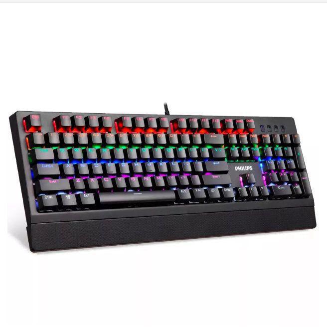 Miniatura Teclado com fio Mecanico Gamer Usb Led Rgb Luminoso Philips Homologação: 24981600160