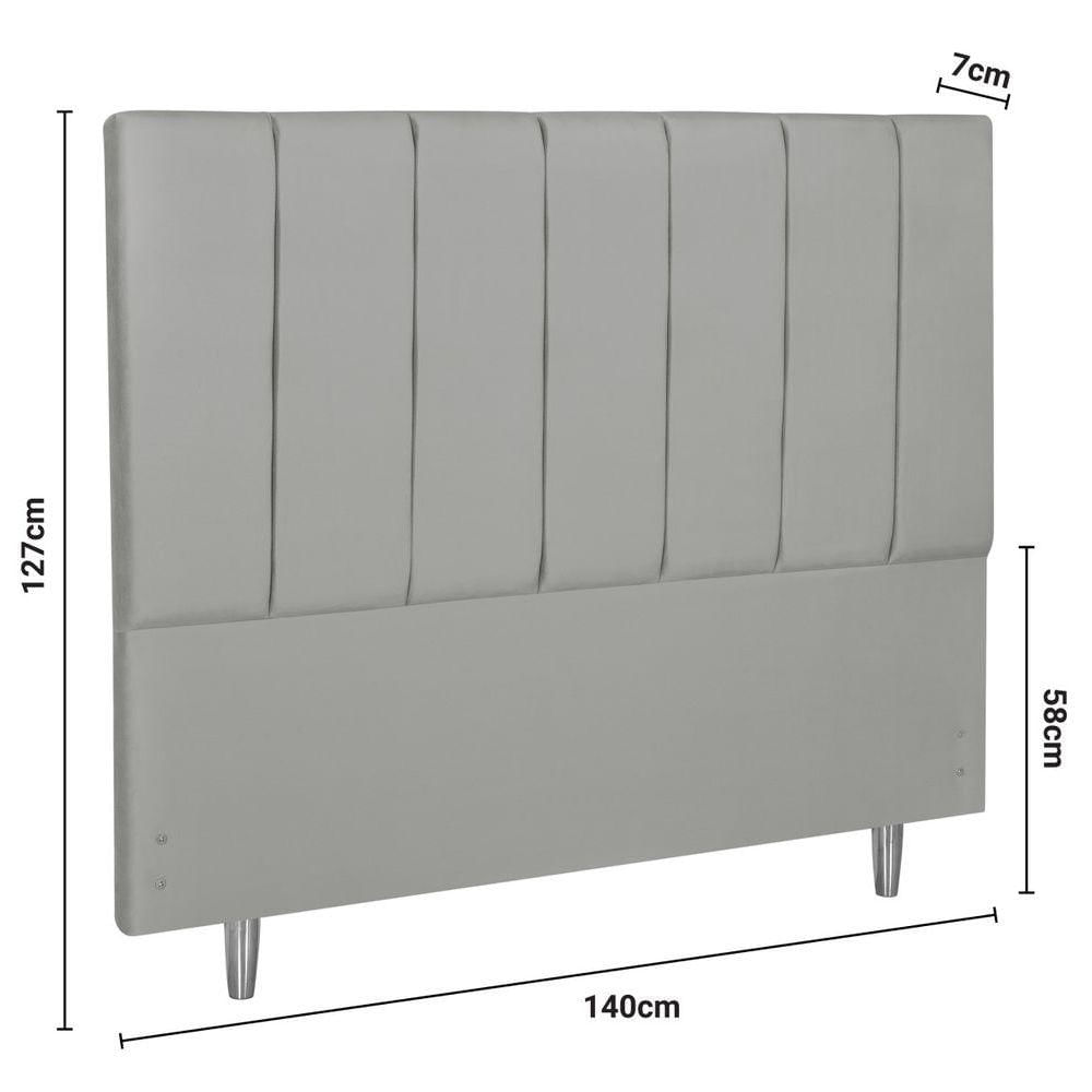Miniatura Cabeceira Estofada Carla Box Casal 140cm Veludo Cor:cinza Claro