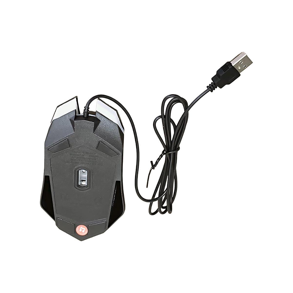 Miniatura Mouse Jogo Ms-C33 Pc Ps4 Xbox Usb Ms-C33 Com Led 7 Preto