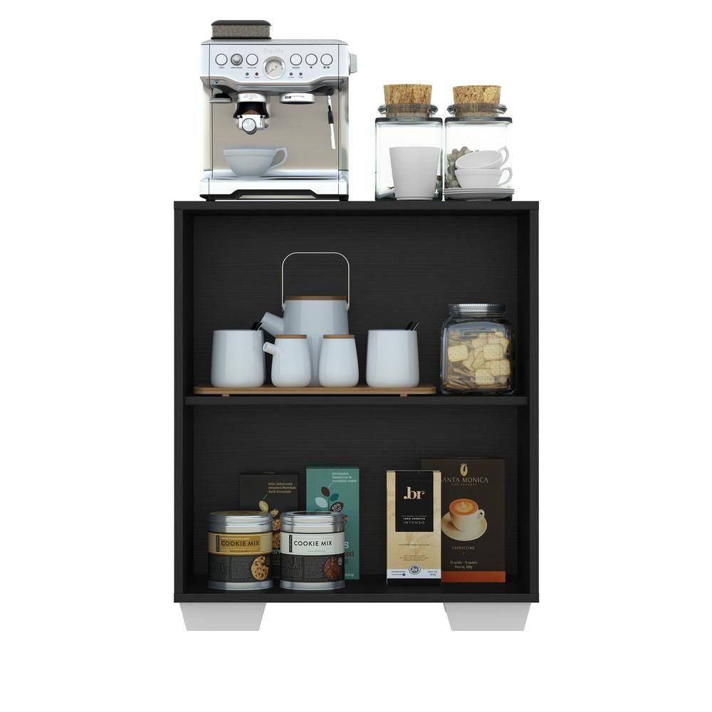 Miniatura Aparador Buffet 2 Portas Com Pés Quadrados Veneza Multimóveis V3610 Preto/Branco Preto/Branco