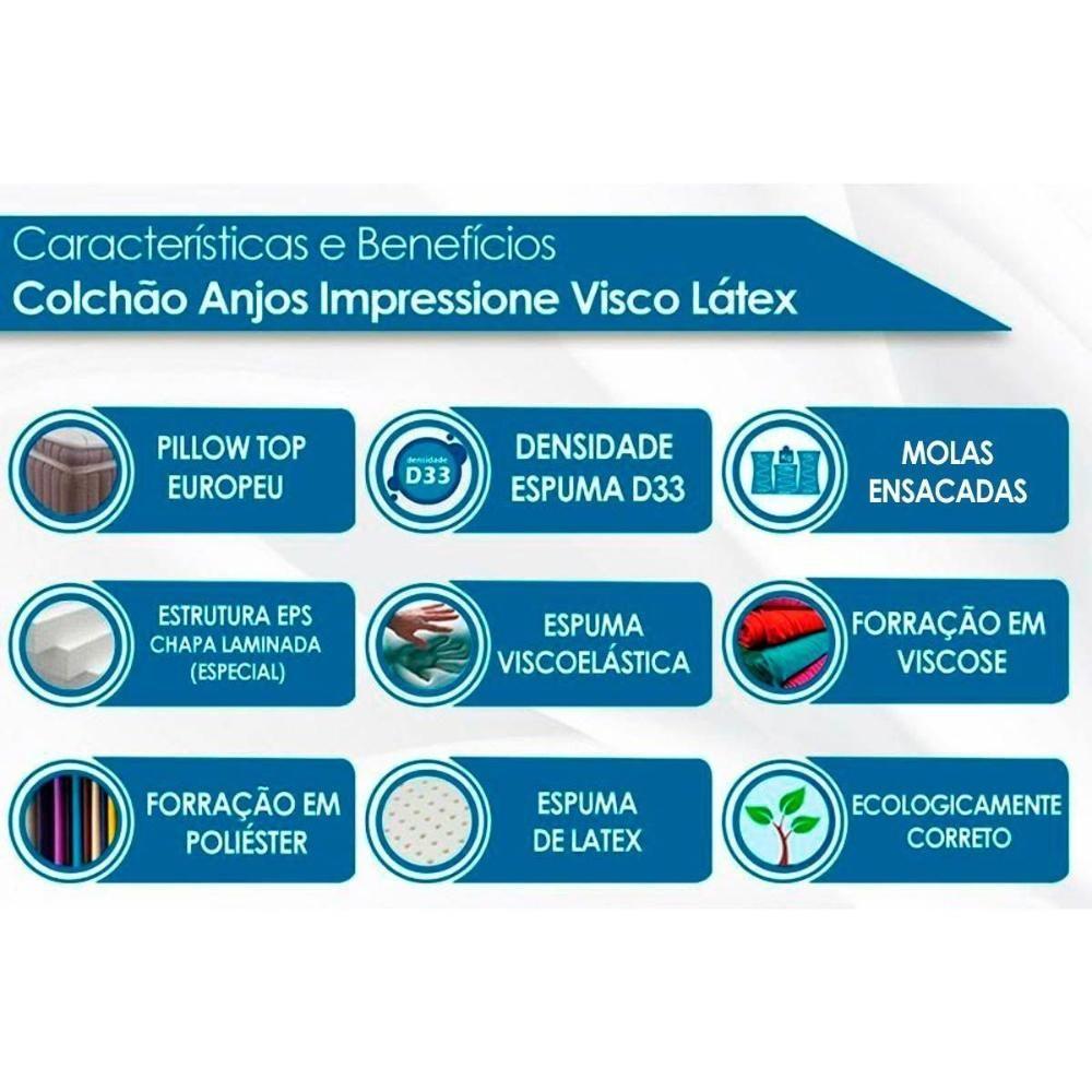 Colchão King Espuma Látex Molas Ensacadas Masterpocket Visco Euro Pillow (193x203x42) - Anjos