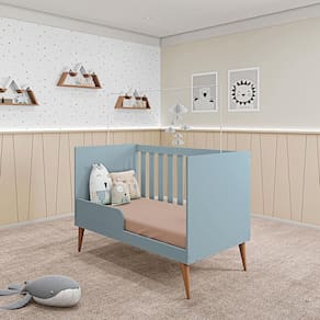 Miniatura Berço Mini Cama Móveis Estrela Ternura Azul Wood