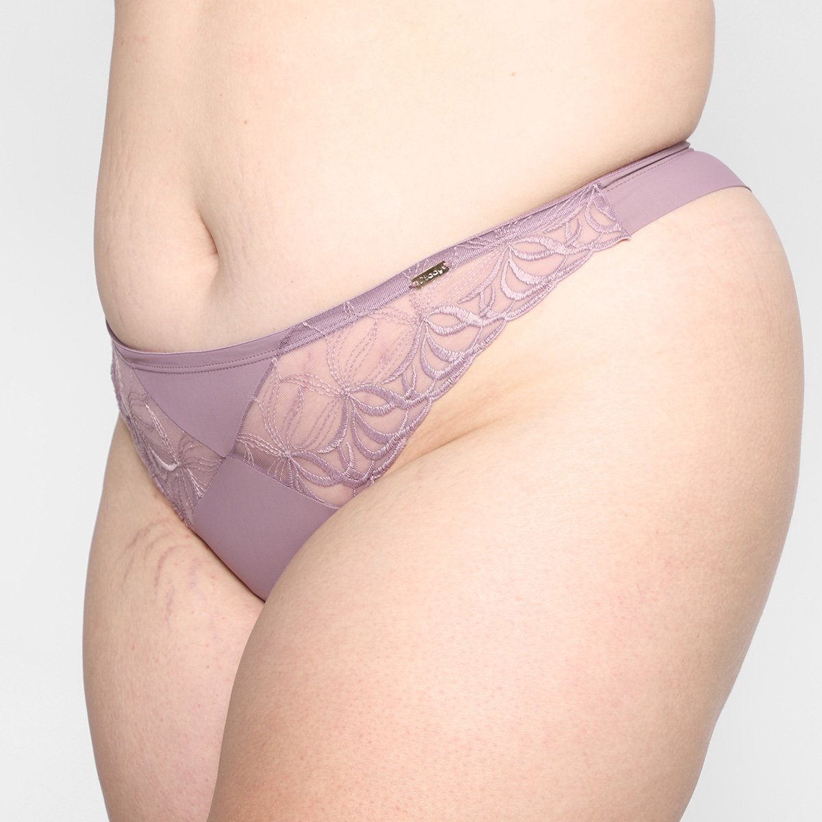 Miniatura Calcinha Fio Dental Plus Size Dilady Rendada Rosa Escuro - 52