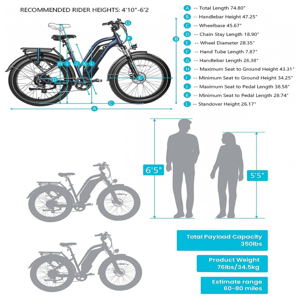 Bicicleta Elétrica MAGICYCLE 7 Velocidades com Freio a Disco e Luz Dianteira Traseira, 750W, Azul 110v