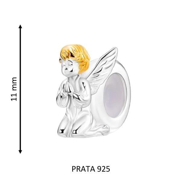 Miniatura Berloque Anjo Orando Joia Prata 925 Separador Céu Anjinho