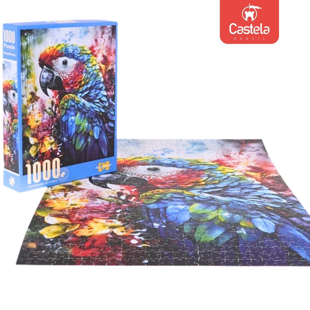 Miniatura Quebra-Cabeça De 1000 Peças Papagaio Colorido Animal Castela