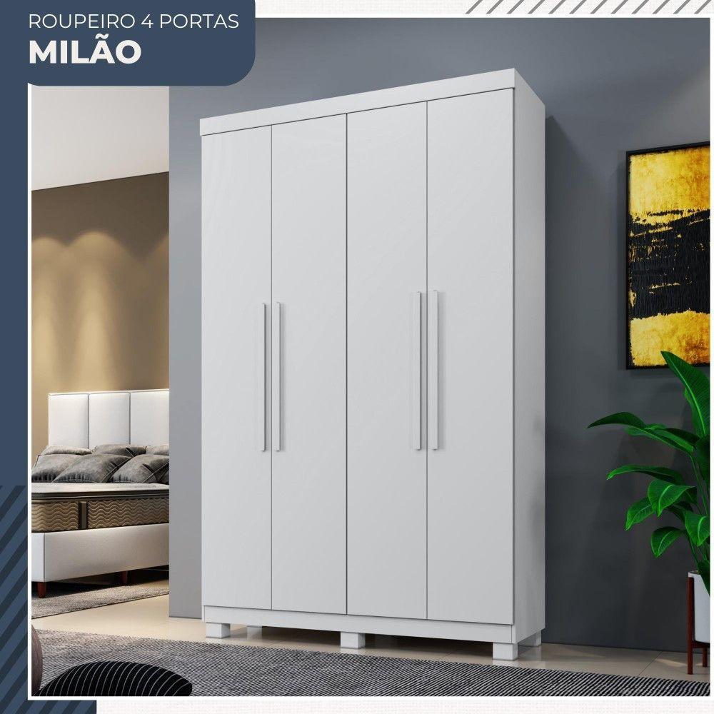 Miniatura Guarda Roupa Milão 4 Portas 3 Gavetas Em Mdp Benetil Móveis Branco
