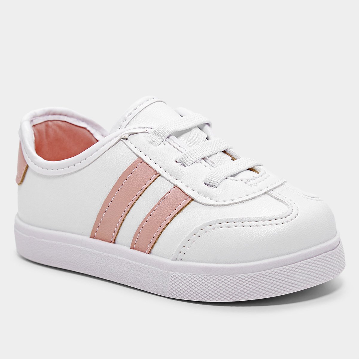 Miniatura Tênis Infantil Molekinha Casual Menina Branco+Rosa - 20