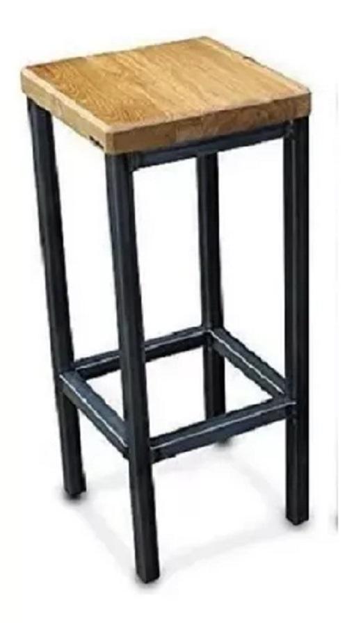 Miniatura Banqueta Industrial Aço e Madeira - pls 60cm Preto