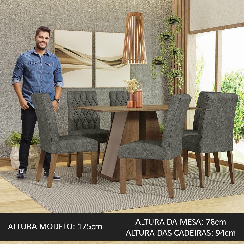 Miniatura Conjunto Sala De Jantar Mesa Tampo De Madeira 6 Cadeiras Rustic/crema/silver Fabiana Madesa Rustic/crema/silver