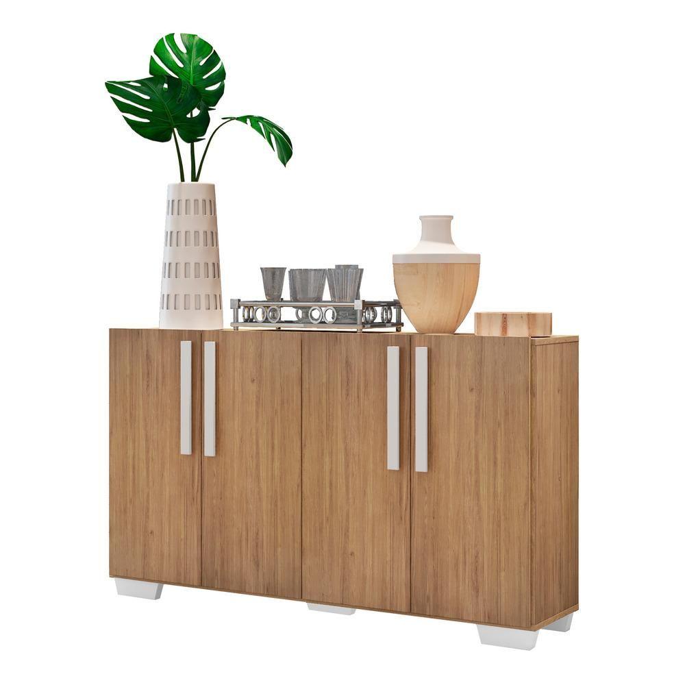 Miniatura Aparador Buffet 4 Portas Com Pés Quadrados Rustic/branco
