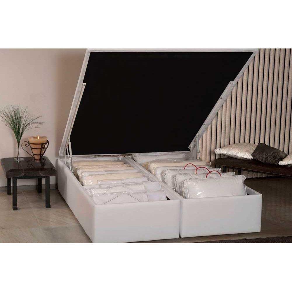 Miniatura Cama Box Baú Casal Universal Courano White (138x188x35) - Ortobom