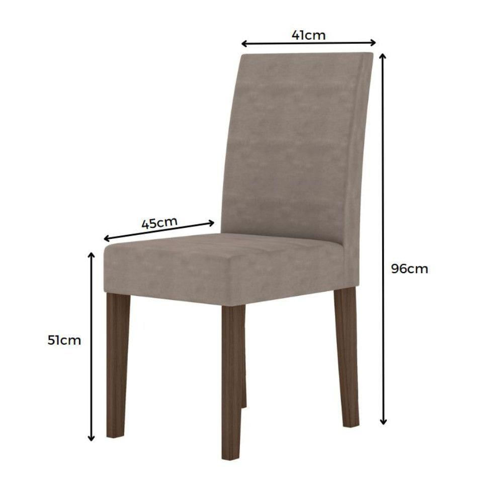 Conjunto Sala De Jantar Retangular Mesa Agata 136cm E 04 Cadeiras Josi Amêndoa Com Off White