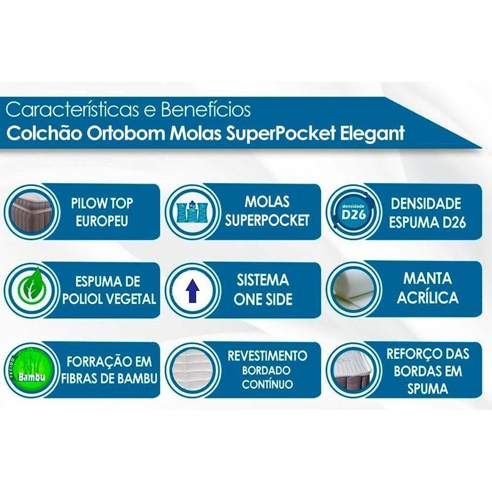 Colchão Queen Molas Ensacadas Superpocket Elegant Ortopillow (158x198x28) - Ortobom