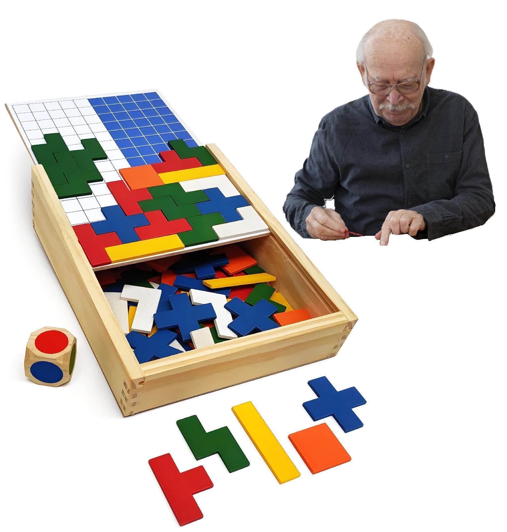 Miniatura Quebra Cabeça Exercício Mental Desafiador Para Idosos Tetris