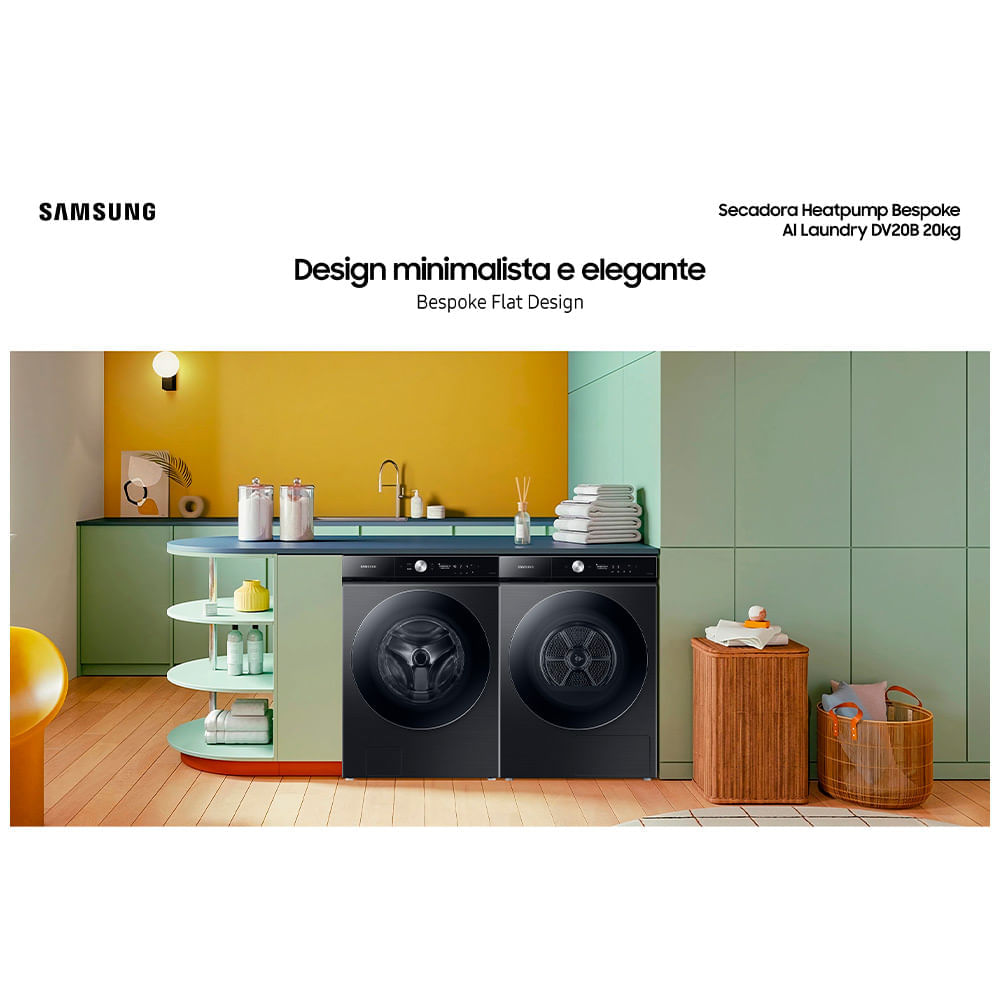 Miniatura Secadora Elétrica Bespoke AI Laundry Heatpump DV20B Black 20kg 220