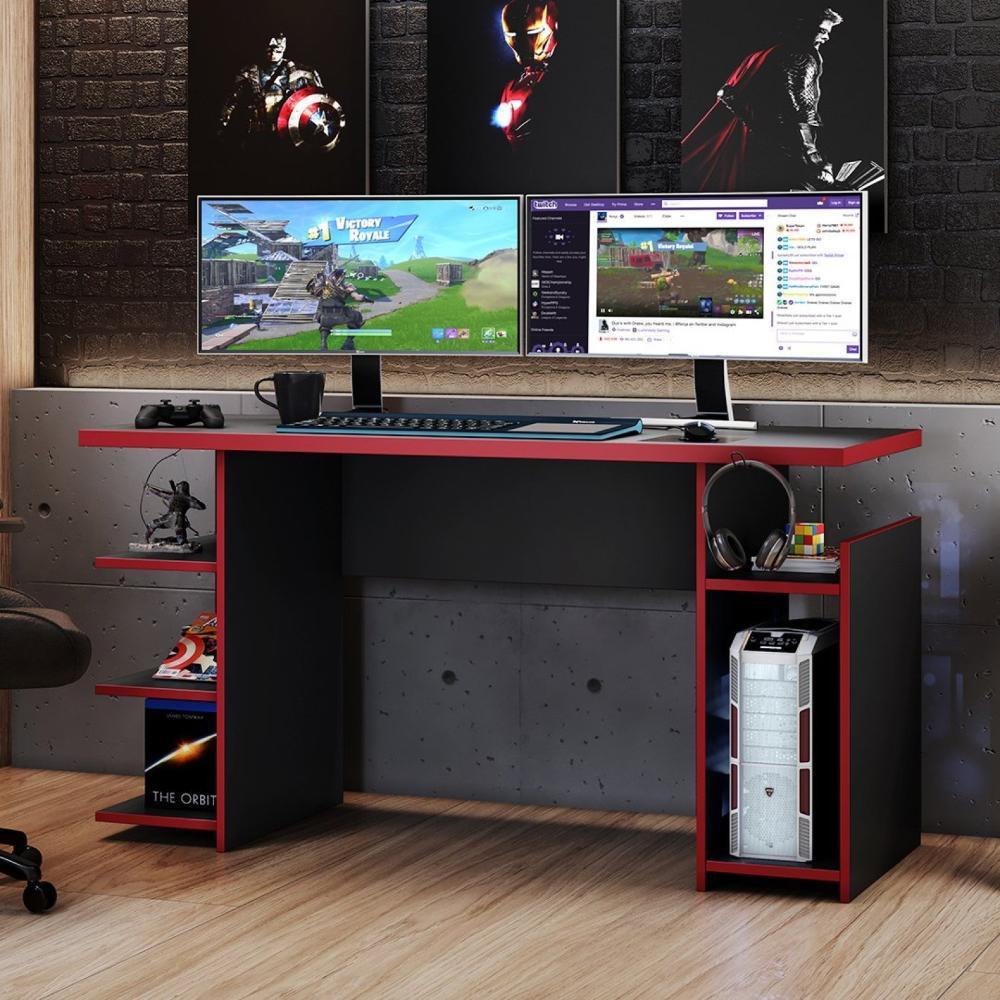 Miniatura Mesa Gamer 135cm NT 2065 Notável Móveis Preto TX/Vermelho