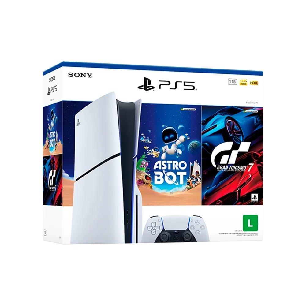Miniatura Console Sony PlayStation 5, Com Leitor de Discos, SSD 1TB, Controle Sem Fio DualSense + 2 Jogos
