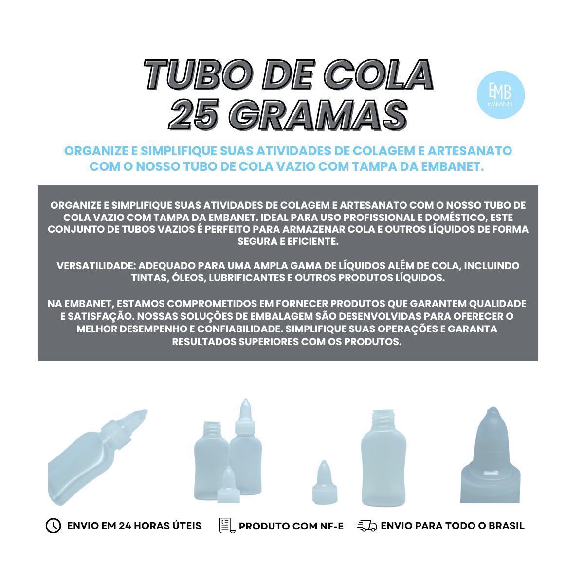 Miniatura Tubo Pequeno De Cola Escolar Vazio 25 Gramas Com Tampa 5Und