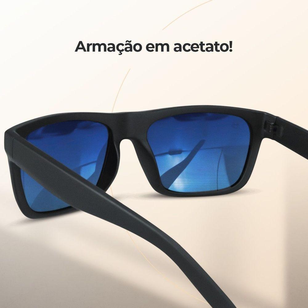 Miniatura Oculos De Sol Proteção Uv Emborrachado Masculino Verao Praia Moda Masculina Casual Lente Azul